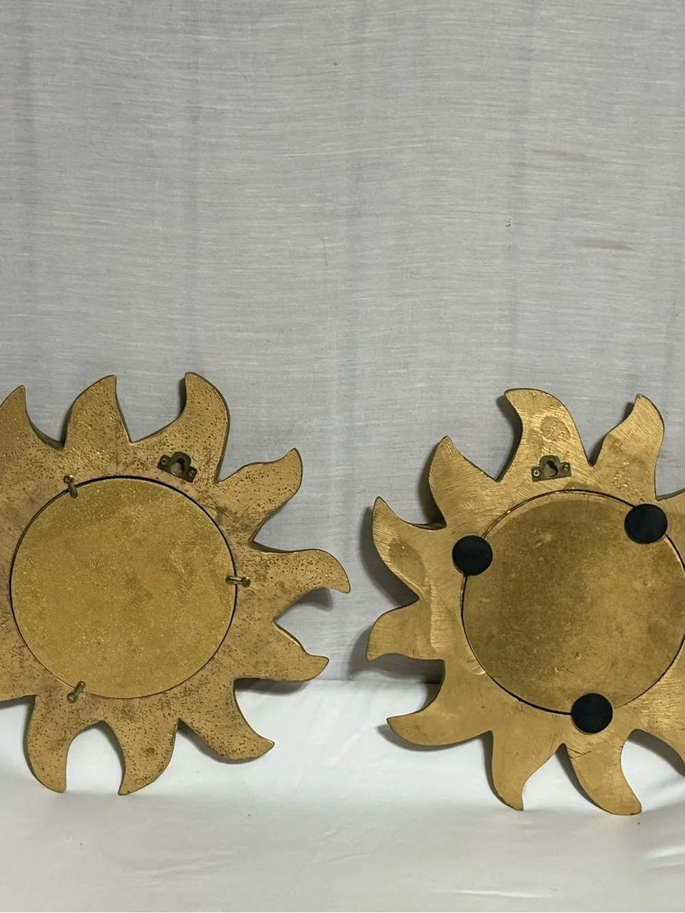 Vintage Pier 1 Imports Gold Sunburst Wall Mirrors Set of 2